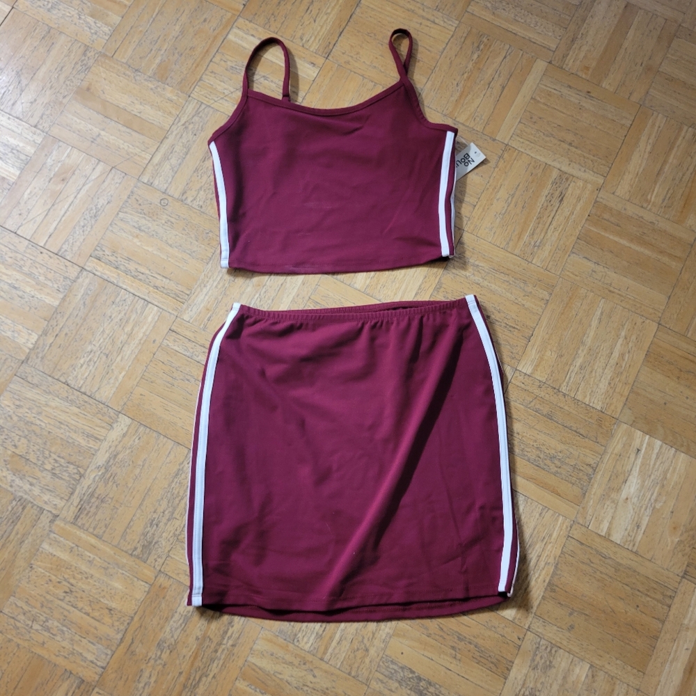 No Boundaries Burgundy Pencil Skirt Set
